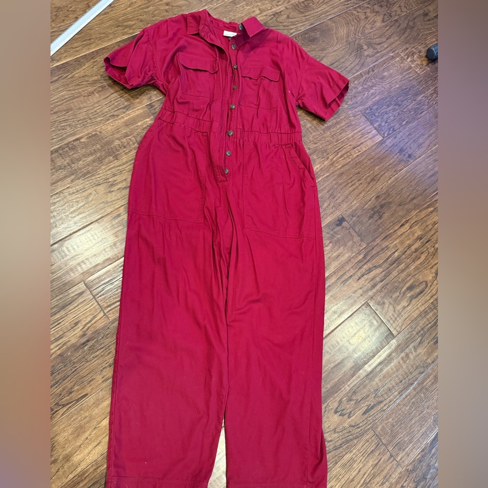 Universal Thread Cherry Red Short-Sleeve Utility Jumpsuit